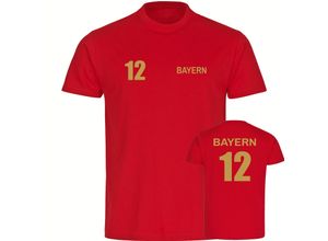 4068859488703 - multifanshop Kinder T-Shirt - Bayern - Trikot Nummer 12 gold - Druck gold metallic - Kind