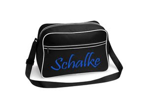 4068859489366 - multifanshop Retrotasche - Schalke - Schriftzug - Druck blau - Tasche