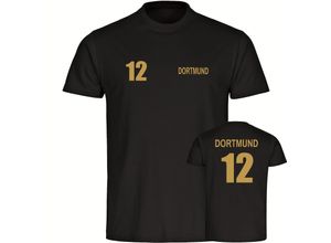 4068859489403 - multifanshop® Herren T-Shirt - Dortmund - Trikot Nummer 12 gold - Druck gold metallic - Männer