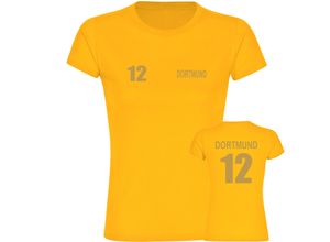 4068859489960 - multifanshop® Damen T-Shirt - Dortmund - Trikot Nummer 12 gold - Druck gold metallic - Frauen