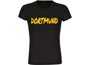 4068859490638 - multifanshop® Damen T-Shirt - Dortmund - Textmarker - Druck gelb - Frauen