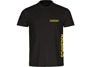 4068859491017 - multifanshop® Herren T-Shirt - Schweden - Brust & Seite - Druck gelb