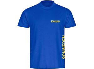 4068859491062 - multifanshop Herren T-Shirt - Schweden - Brust & Seite - Druck gelb - Männer