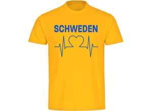 4068859491727 - multifanshop® Herren T-Shirt - Schweden - Herzschlag - Druck blau