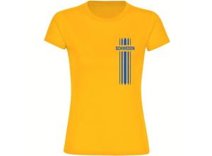 4068859492731 - multifanshop Damen T-Shirt - Schweden - Streifen - Druck blau - Frauen