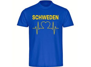 4068859492977 - multifanshop® Kinder T-Shirt - Schweden - Herzschlag - Druck gelb