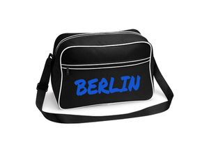 4068859496531 - multifanshop Retrotasche - Berlin blau - Textmarker - Druck blau - Tasche