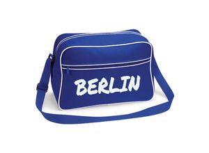 4068859496548 - multifanshop® Retrotasche - Berlin blau - Textmarker - Druck weiß