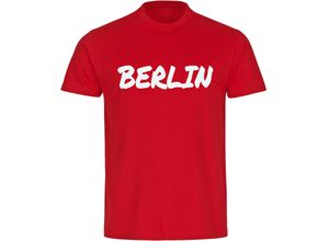 4068859497132 - multifanshop® Herren T-Shirt - Berlin rot - Textmarker - Druck gold metallic