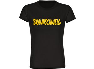 4068859502560 - multifanshop® Damen T-Shirt - Braunschweig - Textmarker - Druck gelb