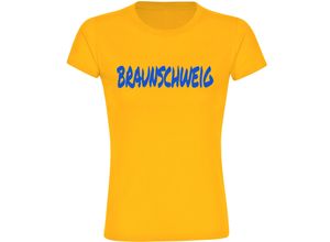 4068859502690 - multifanshop® Damen T-Shirt - Braunschweig - Textmarker - Druck blau