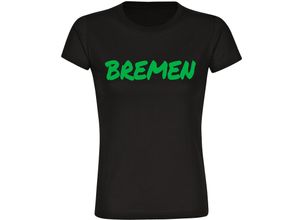 4068859504366 - multifanshop® Damen T-Shirt - Bremen - Textmarker - Druck grün