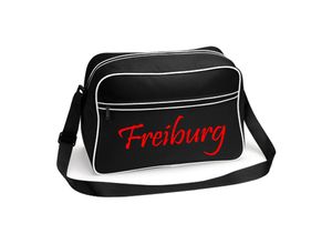 4068859507992 - multifanshop Retrotasche - Freiburg - Schriftzug - Druck rot - Tasche