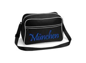 4068859540661 - multifanshop Retrotasche - München blau - Schriftzug - Druck blau - Tasche