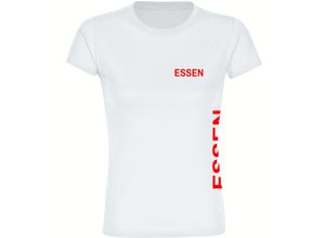 4068859562885 - multifanshop Damen T-Shirt - Essen - Brust & Seite - Druck rot - Frauen