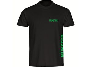 4068859572464 - multifanshop Herren T-Shirt - Münster - Brust & Seite - Druck grün - Männer