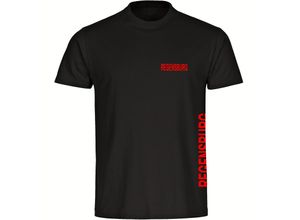 4068859572570 - multifanshop Herren T-Shirt - Regensburg - Brust & Seite - Druck rot - Männer