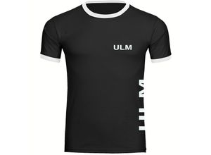 4068859587543 - multifanshop Kontrast T-Shirt - Ulm - Brust & Seite - Druck weiß - Männer