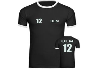 4068859587659 - multifanshop Kontrast T-Shirt - Ulm - Trikot Nummer 12 - Druck weiß - Männer