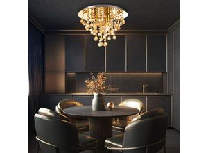 4069033001848 - Nowa - Kristall Deckenleuchte gold Kristall Deckenlampe gold Kronenleuchter Deckenlampe Schlafzimmer Metall poliert Glas 3x E14 DxH 38x26 cm