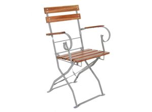 4069055000560 - Spetebo - Biergarten Sessel mit Armlehnen - 84 x 53 cm - Bistro Klappstuhl aus Akazien Holz - klappbarer Garten Balkon Terrassen Stuhl