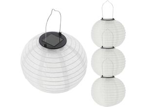 4069055001390 - Led Solar Lampion aus Nylon - 4 Stück 20 cm - Garten Deko Beleuchtung warm weiß - Solarleuchte Laterne Leuchtkugel Dekoleuchte Partylicht für Außen