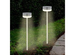 4069055001505 - LED Solar Edelstahl Wegeleuchte 39 x Ø 9 cm - 2er Set - Garten Deko Beleuchtung kalt weiß - Solarlampe Gartenleuchte Pfadlicht Solarleuchte Lampe für