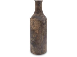 4069055001635 - Design Holz Blumen Vase groß - dunkelbraun   46 cm - Holzvase xxl Flasche naturbelassen - Tischdeko Fensterdeko für Kunstpflanzen und Pampasgras