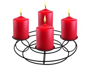 4069055003271 - Spetebo - Adventskranz aus Metall in schwarz mit Piks - 29 cm - Kerzenständer mit 4 Haltern für Echtwachs Kerzen - Weihnachten Advent Winter Tisch