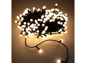 4069055005541 - Led Lichterkette für Außen mit 200 mini Kugeln - 20 m - Deko Beleuchtung warm weiß mit Dimmer und Timer - Kugellichterkette Weihnachten Party Licht