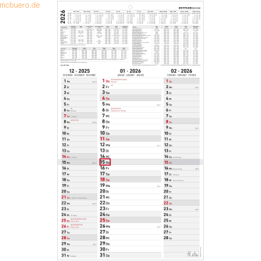 4069095001633 - Dreimonatskalender Streifenplaner 955 33x588cm 2026