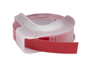4069099513088 - Vhbw - 1x 3D Prägeband-Schriftband-Kassette kompatibel mit Dymo Xpress 12965 Xpress Pro 12966 Etiketten-Drucker 3m x 9mm Weiß auf Rot