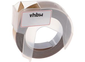 4069099513248 - vhbw 1x 3D Prägeband-Schriftband-Kassette kompatibel mit Motex 5500A 5500B Etiketten-Drucker 3m x 9mm Weiß auf Gold