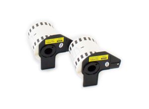 4069099556870 - Vhbw - 2x Etiketten-Rolle mit Halter 62mm x 1524m (1 Etikette) kompatibel mit Brother pt QL-580N QL-570 QL-580 Etiketten-Drucker - Premium