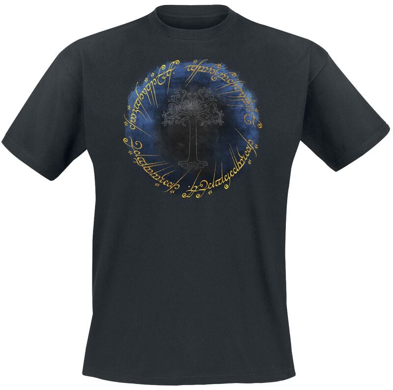 4069225012898 - Ring & Tree Of Gondor - Goldprint T-Shirt schwarz in M