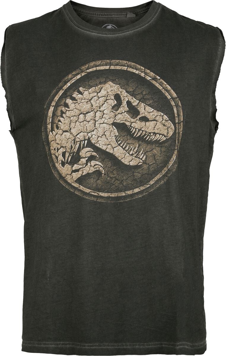 4069225033756 - Jurassic World - Cracked Earth Logo Tank-Top grau in S