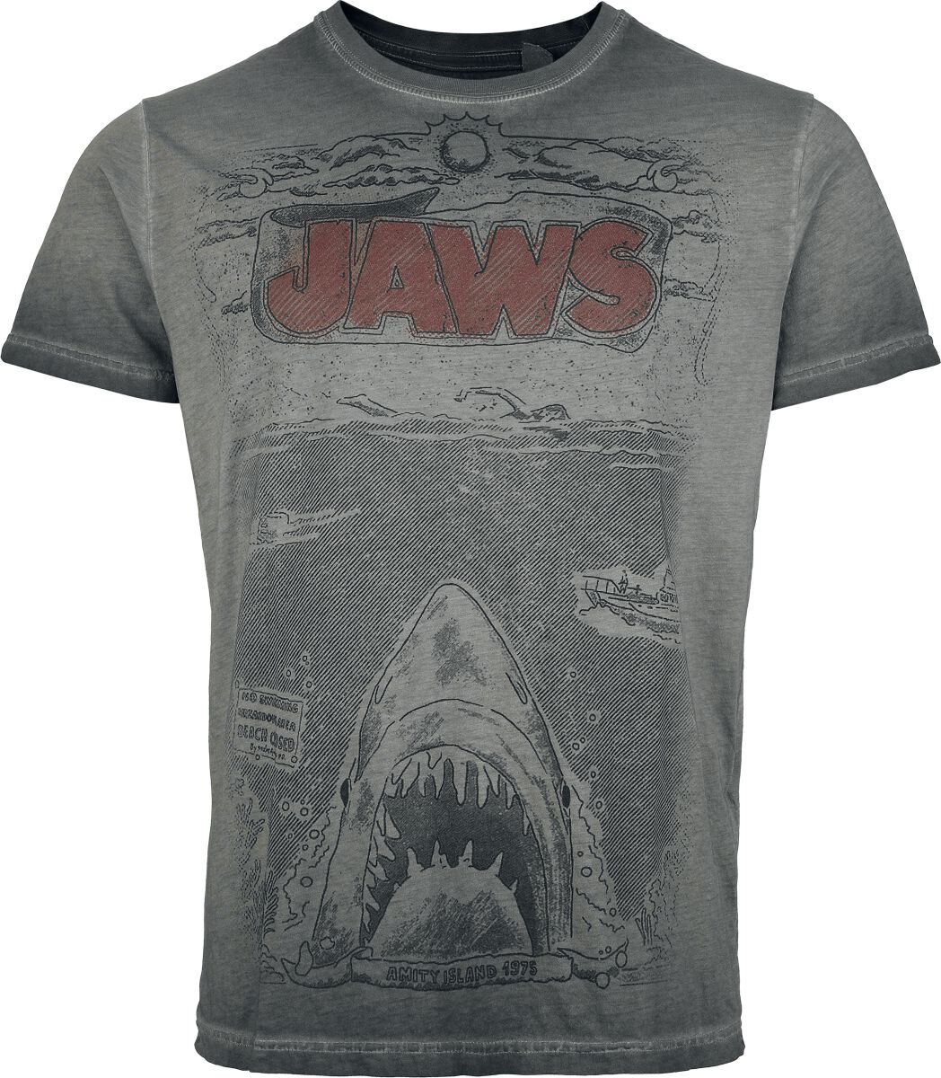 4069225036313 - Jaws - Comic T-Shirt grau in XL 4069225036313 - Jaws - Comic T-Shirt grau in XL