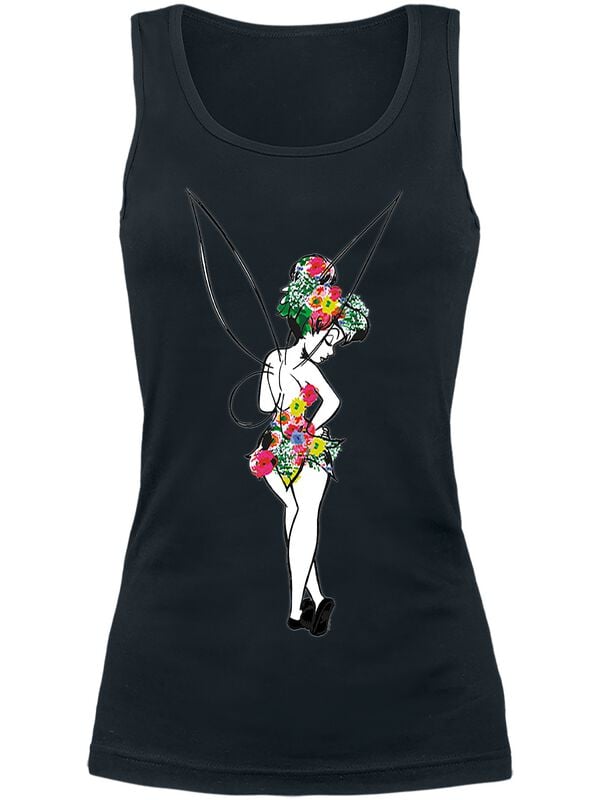 4069225041096 - Tinker Bell - Flower Tank-Top schwarz in XXL