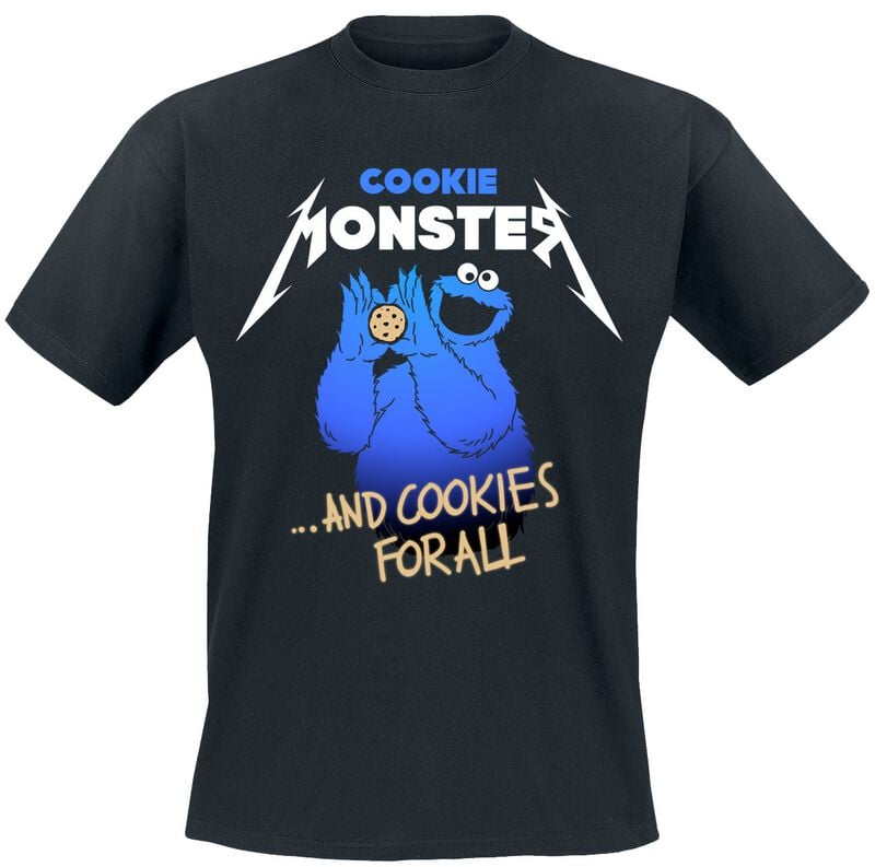 4069225045452 - Cookie Monster And Cookies For All T-Shirt schwarz in S 4069225045452 - Cookie Monster And Cookies For All T-Shirt schwarz in S