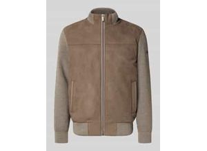 4069238001674 - Strickjacke mit Velourfront und Stehkragen