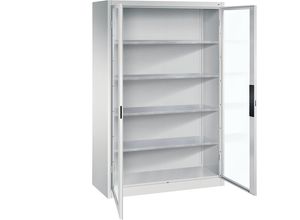 4069361417632 - Sichtfenster-Flügeltürschrank HxBxT 1950 x 1200 x 500 mm 4 Fachböden lichtgrau   lichtgrau C+P