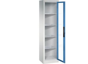 4069361422216 - Sichtfenster-Flügeltürschrank HxBxT 1950 x 502 x 400 mm 4 Fachböden lichtgrau   lichtblau C+P