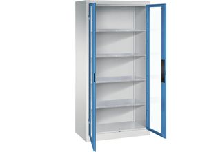 4069361431621 - Sichtfenster-Flügeltürschrank HxBxT 1950 x 930 x 500 mm 4 Fachböden lichtgrau   lichtblau C+P