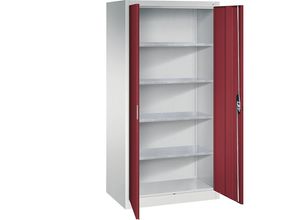 4069361432970 - Werkstatt-Flügeltürschrank HxBxT 1950 x 930 x 600 mm lichtgrau   rubinrot C+P
