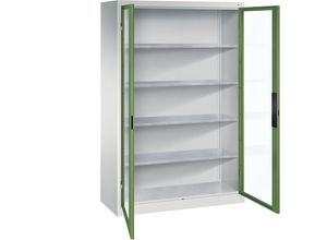 4069361444867 - Sichtfenster-Flügeltürschrank HxBxT 1950 x 1200 x 500 mm 4 Fachböden lichtgrau resedagrün C+P 4069361444867 - Sichtfenster-Flügeltürschrank HxBxT 1950 x 1200 x 500 mm 4 Fachböden lichtgrau resedagrün C+P