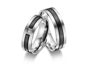 4069415254558 - Partnerring MARRYA Edelstahl Ringe Trauringe Eheringe Partnerringe Fingerringe Gr 48 Edelstahl schwarz (damen ring silber schwarz) Damen