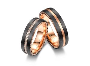 4069415272750 - Partnerring MARRYA MARRYA Carbon Ringe Trauringe Eheringe Partnerringe Fingerringe Gr 48 Carbon rosegold (damen ring schwarz rosé) Damen