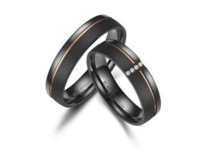 4069415274051 - Partnerring BLACK TITANIUM by MARRYA Fingerringe Gr 48 Titan damen ring schwarz gold Damen Freundschaftsringe