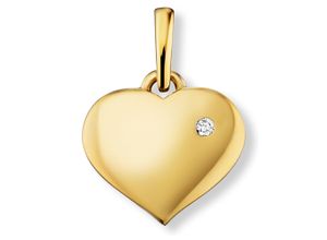 4069415358867 - Ketten-Anhänger VIVANCE 001 ct Diamant Brillant Herz Anhänger aus 585 Gelbgold Schmuckanhänger Gr 001 ct Gelbgold 585-Diamanten goldfarben (gold) Damen Gold Schmuck Herz