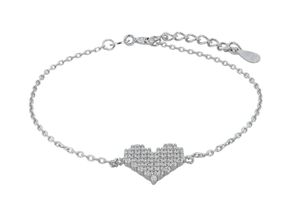 4069415432284 - Armband ADELIA´S Damen Herz aus 925 Silber mit Zirkonia 17+3 cm Armbänder Gr 17 + 3 Silber 925 (Sterlingsilber) silberfarben (silber) Damen